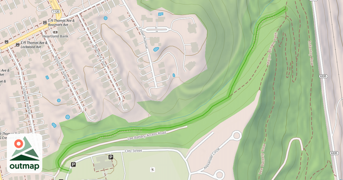 Map of Lee Battery Access Road in Campbell