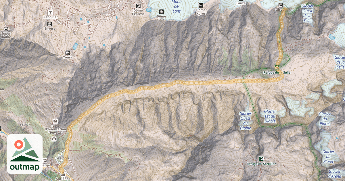 Map of Col de la Lauze — Saint-Christophe-en-Oisans