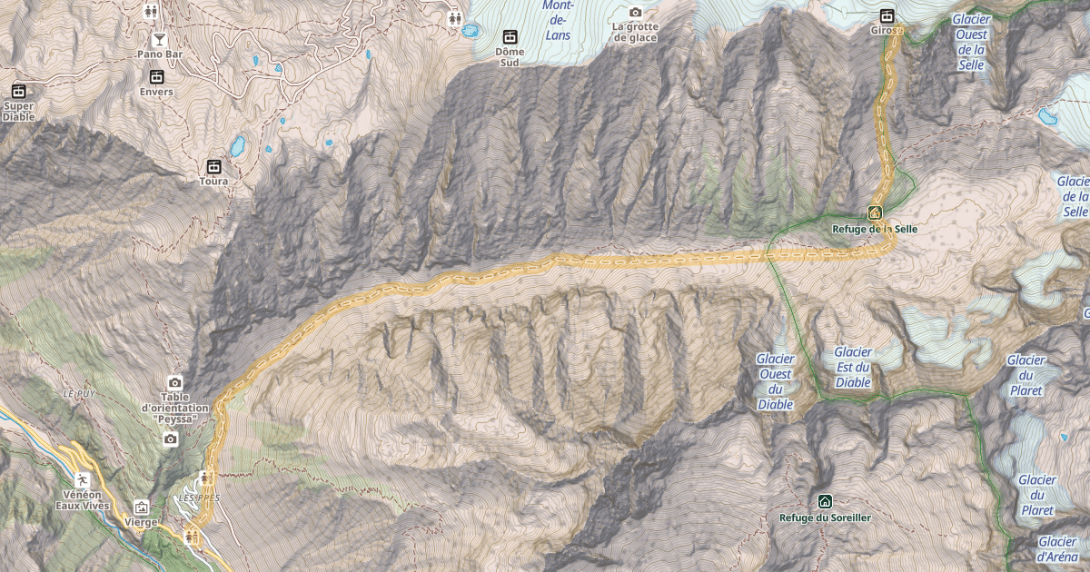 Map preview of Col de la Lauze — Saint-Christophe-en-Oisans