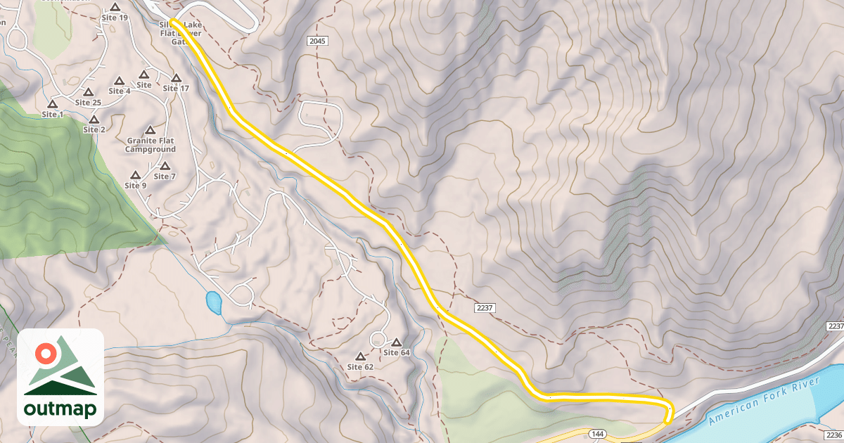 Map of Granite Flat Campground Road