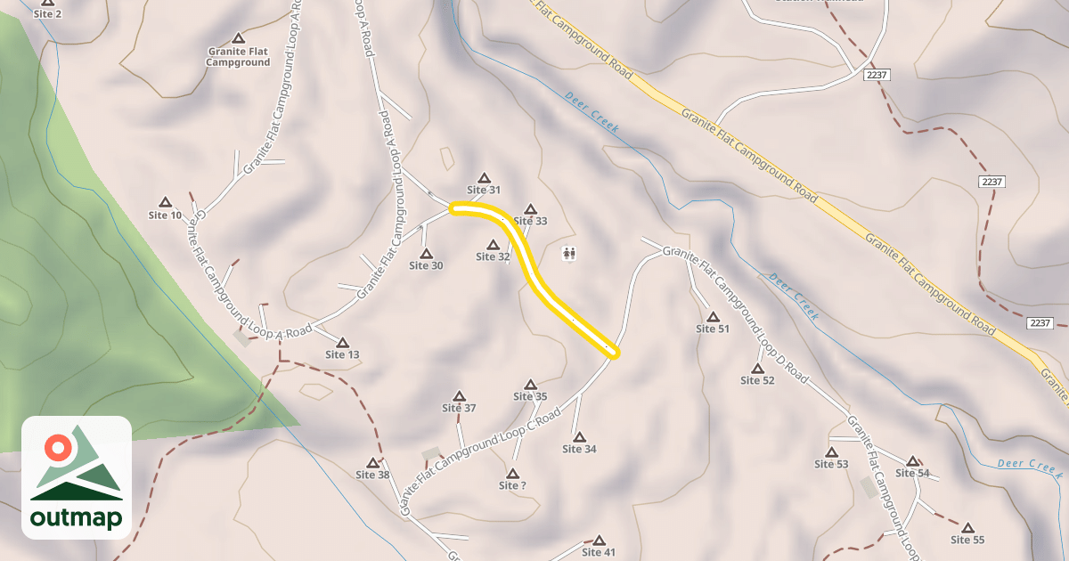 Map of Granite Flat Campground Loop C Road