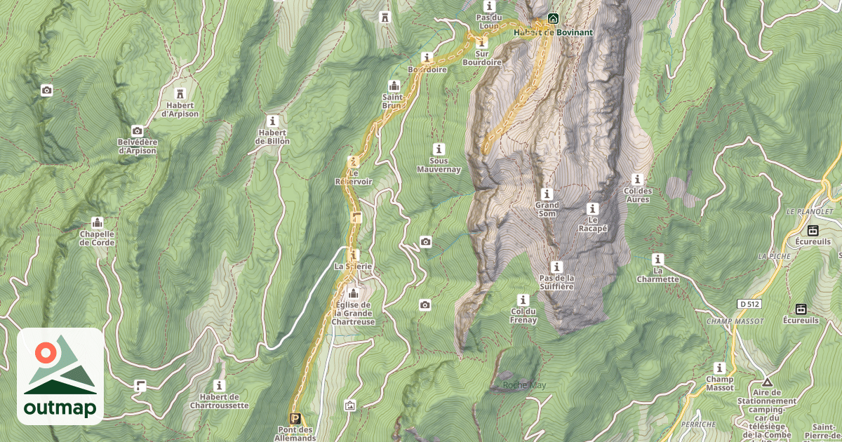 Map of Col de Mauvernay — Pont des Allemands