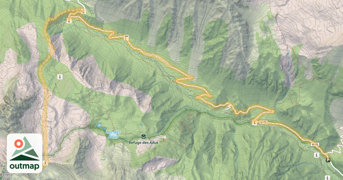 Map of Cime de la Costette — Granges du Terras