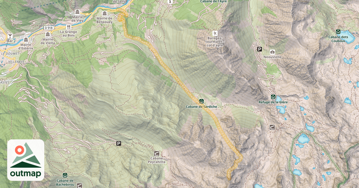 Map of Mont Arrouy (Antécime) — Betpouey