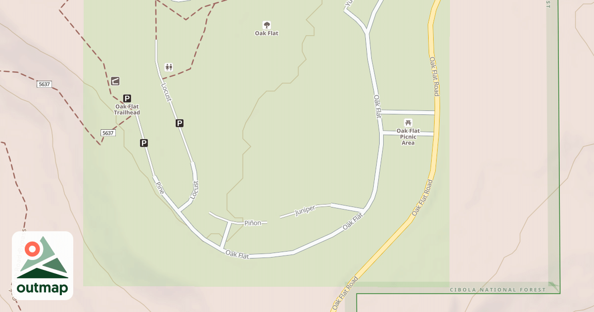 Map of OAK FLAT P.G. SOUTH HALF