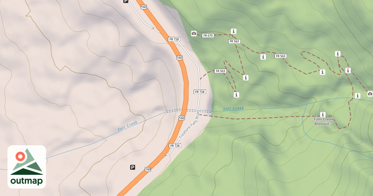 Map of TREASURE FALLS