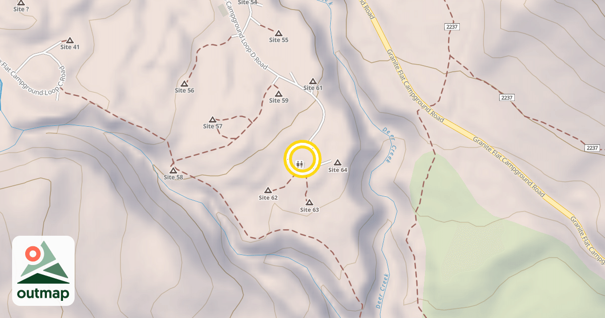 Map of Granite Flat Campground Loop D Road