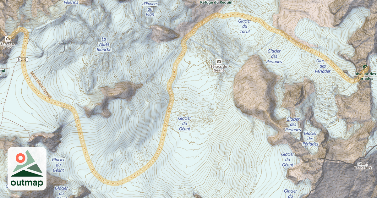 Map of Brèche Puiseux — Aiguille du Midi