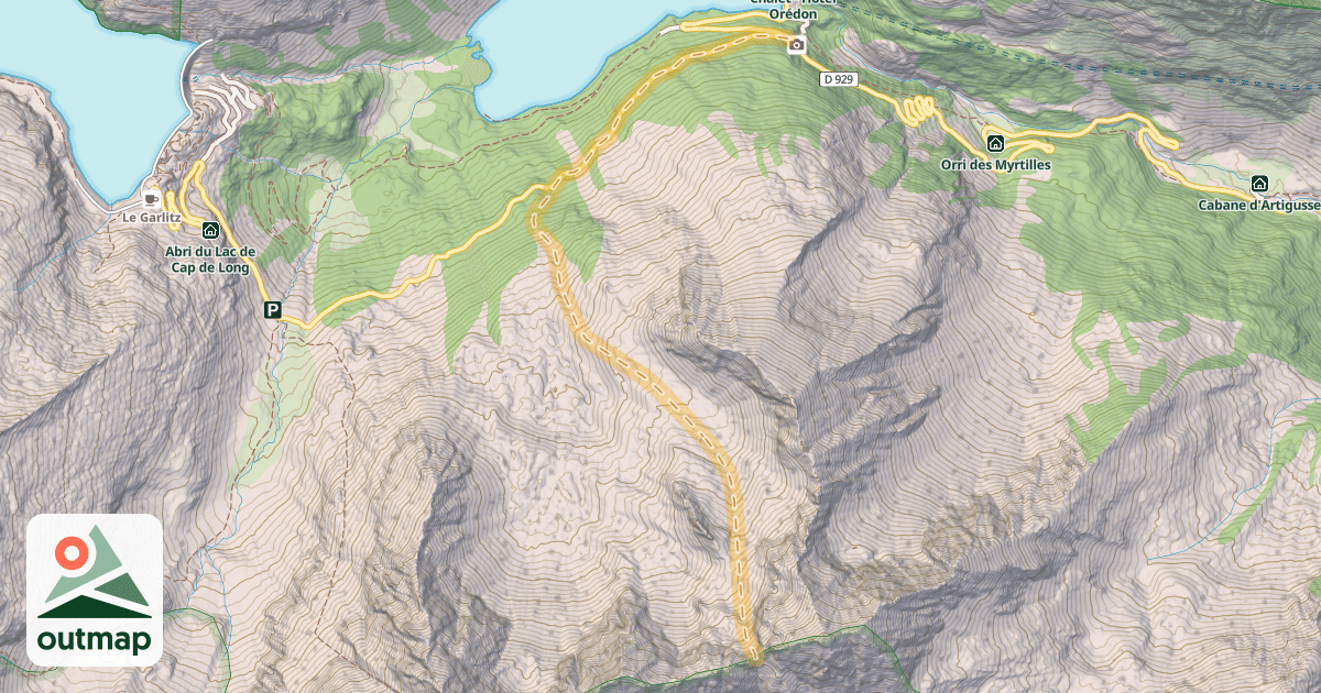 Map of Hourquette de Bugatet — Lac d'Orédon