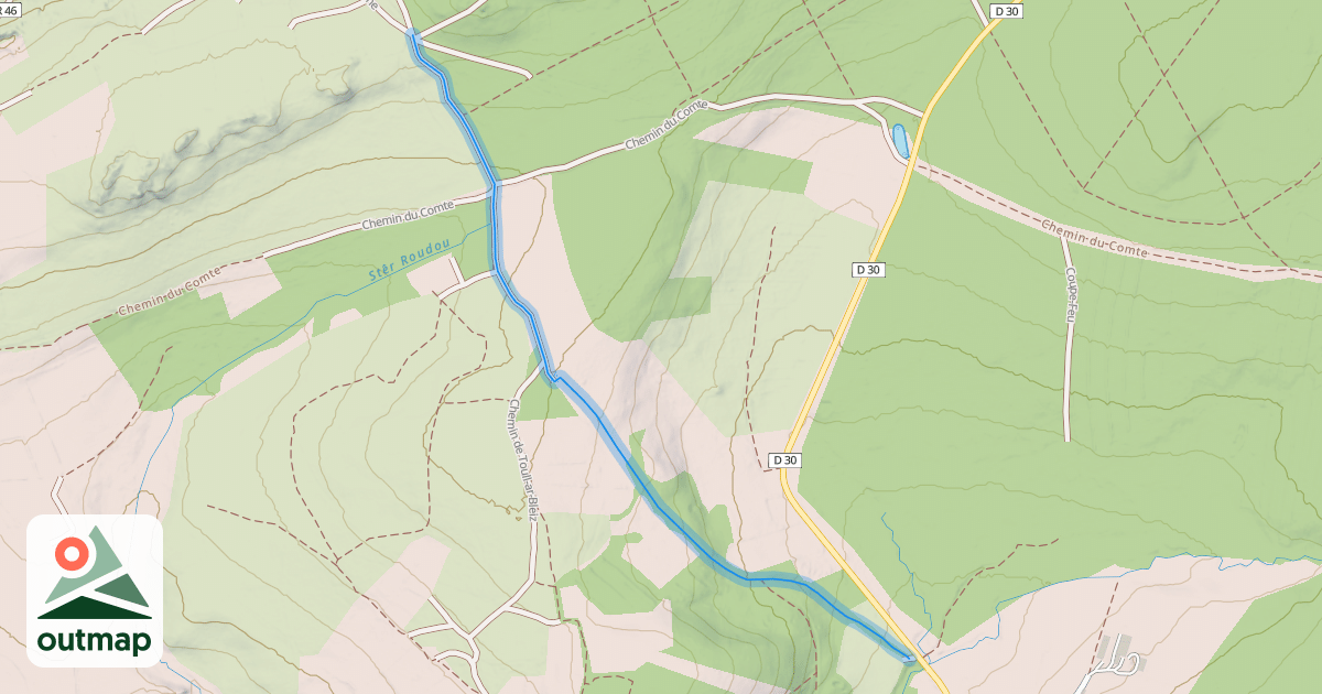Map of Chemin de Traverse de Saint-Rivoal à Saint-Cadou