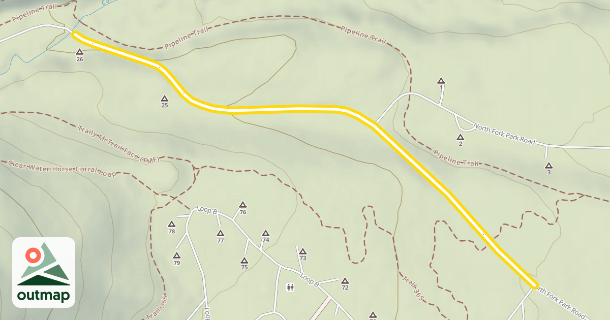Map of North Fork Park Road