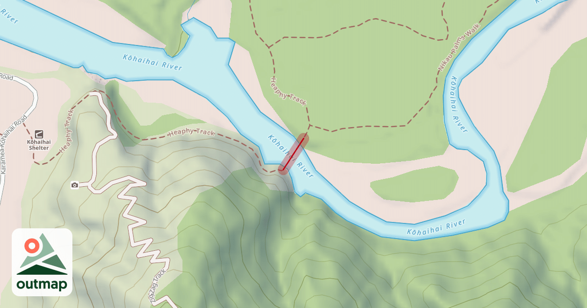 Map of Kohaihai River Suspension Bridge