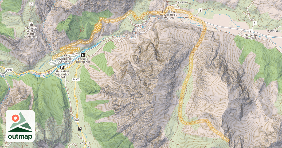 Map of Cime de la Charvie — Cervières