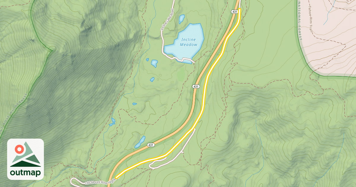 Map of Old Mount Rose Highway