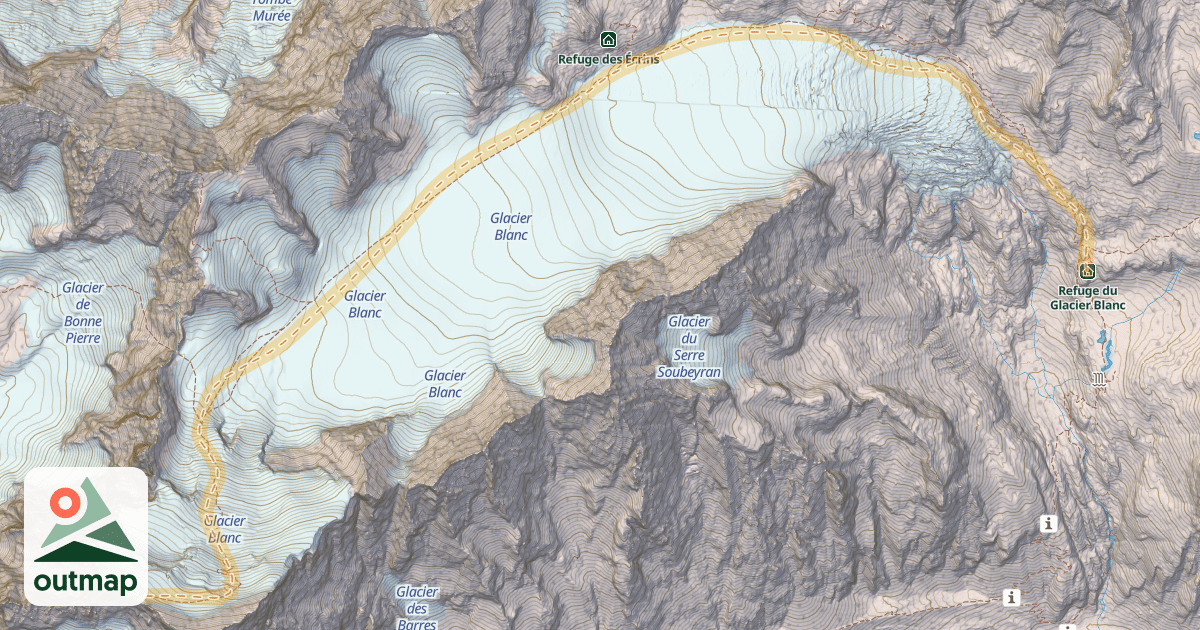 Map of Dôme de Neige des Écrins — Refuge du Glacier Blanc
