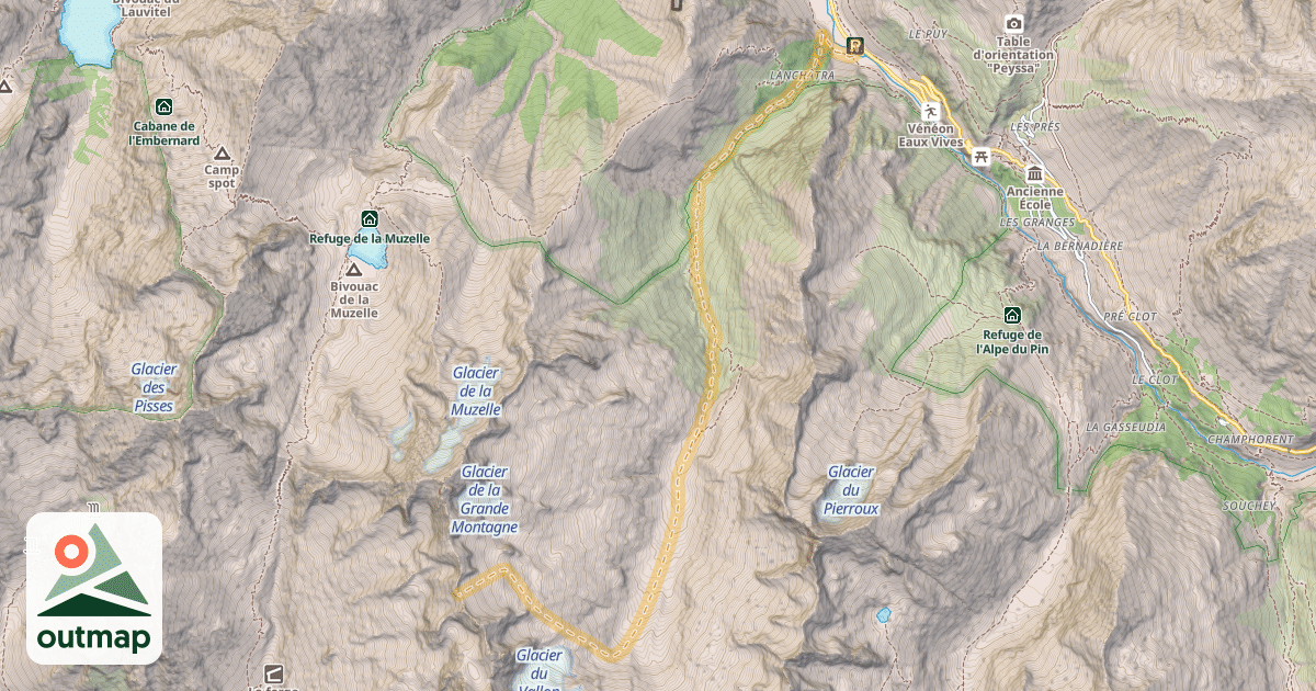 Map of Brèche Gaillard — Gite d'étape du Plan du Lac