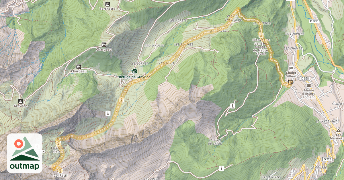 Map of Col Ratti — Essert-Romand
