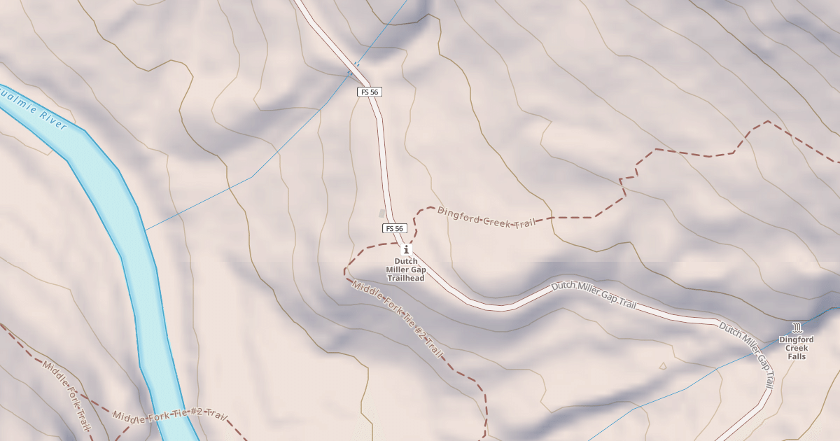 Map preview of DINGFORD FALLS TRAILHEAD