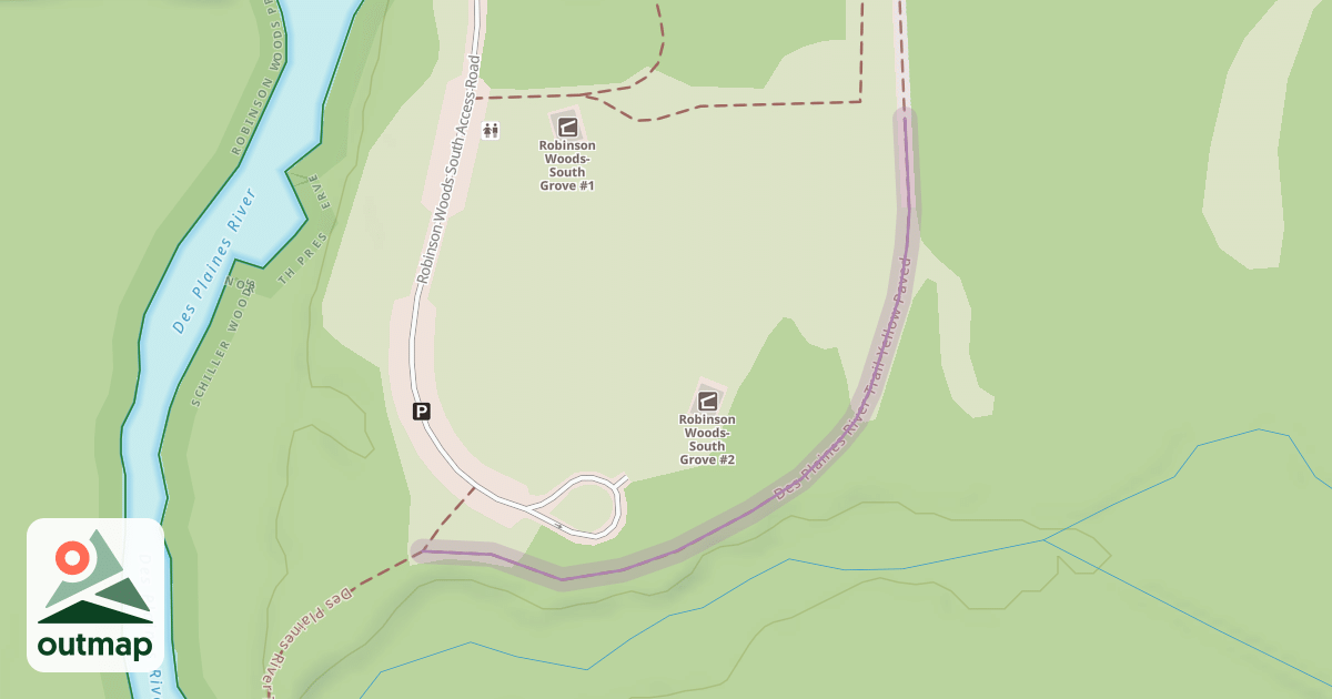 Map of Des Plaines River Trail Yellow Paved