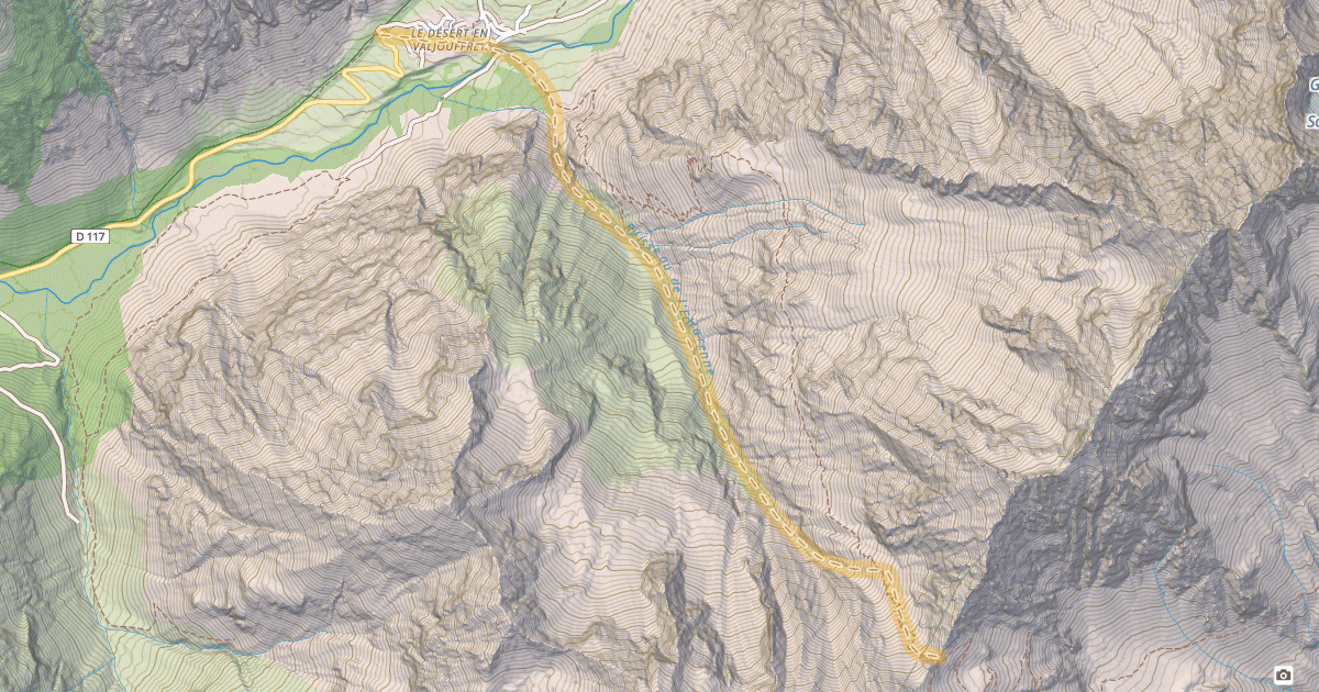 Map preview of Col de la Vaurze — Désert-en-Valjouffrey