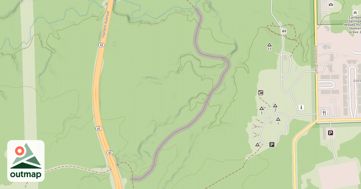 Map of Tinley Creek Red Paved Loop