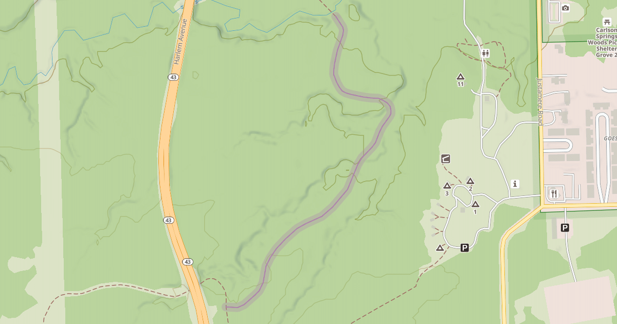 Map preview of Tinley Creek Red Paved Loop