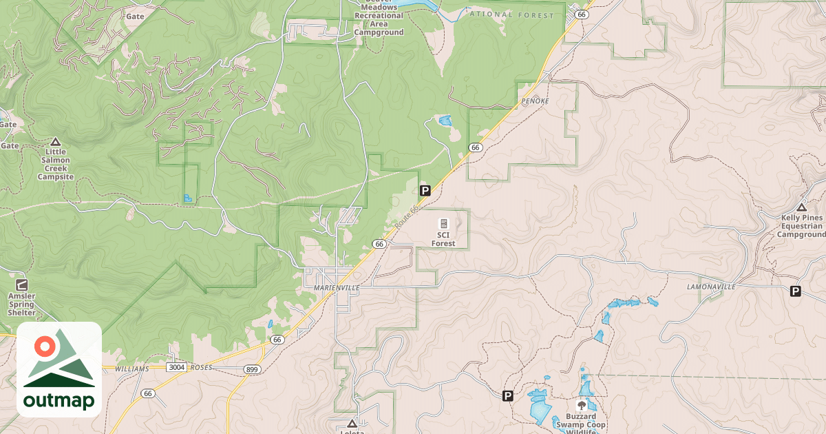 Map of Allegheny Snowmobile Loop
