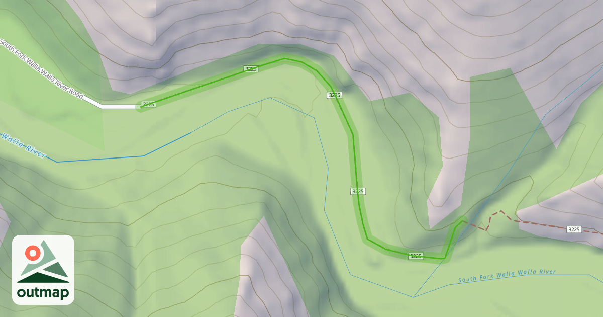 Map of South Fork Walla Walla Trail #3225
