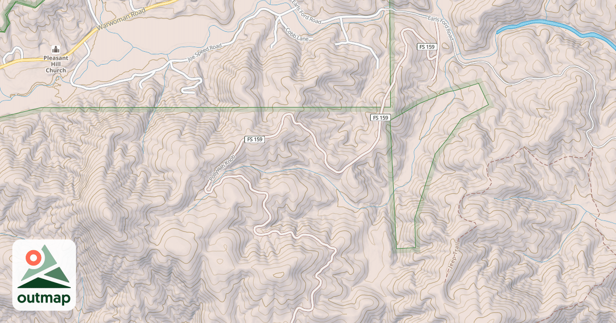 Map of POLLYWAH KNOB