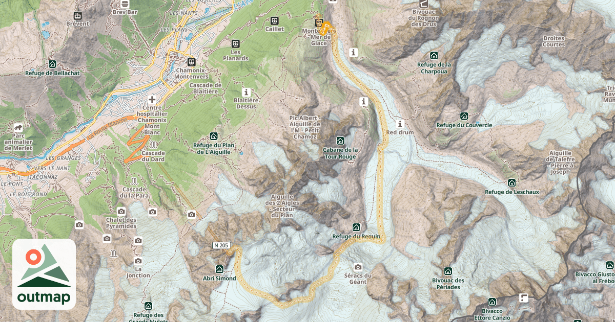 Map of Gare de Montenvers — Aiguille du Midi