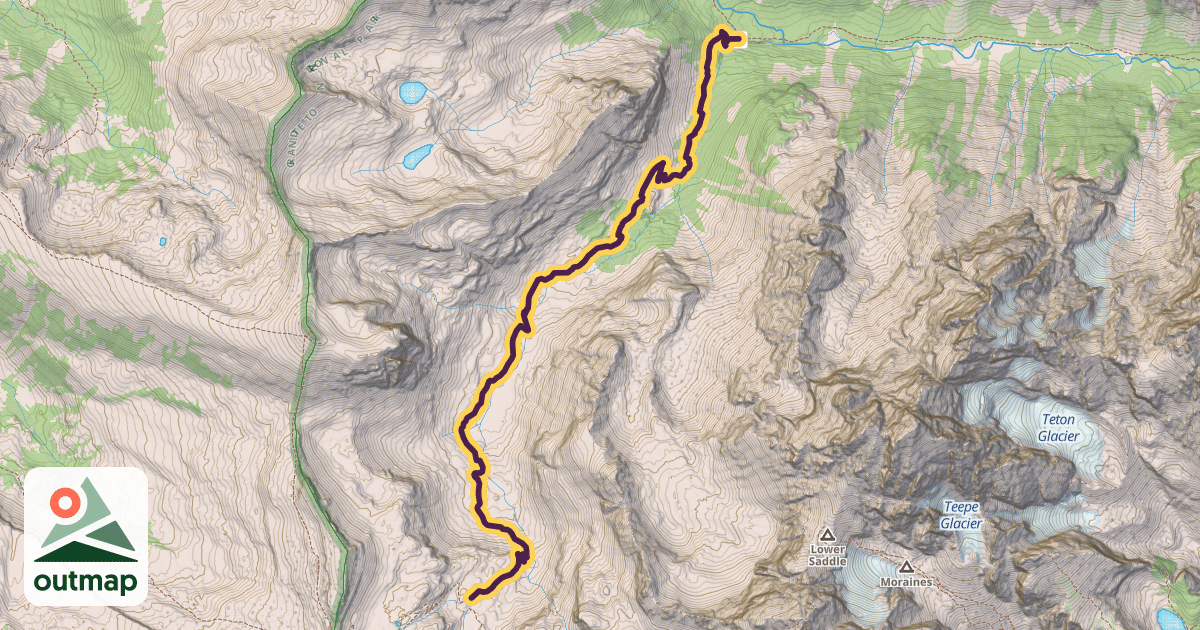 Map of South Fork Cascade Canyon Trail