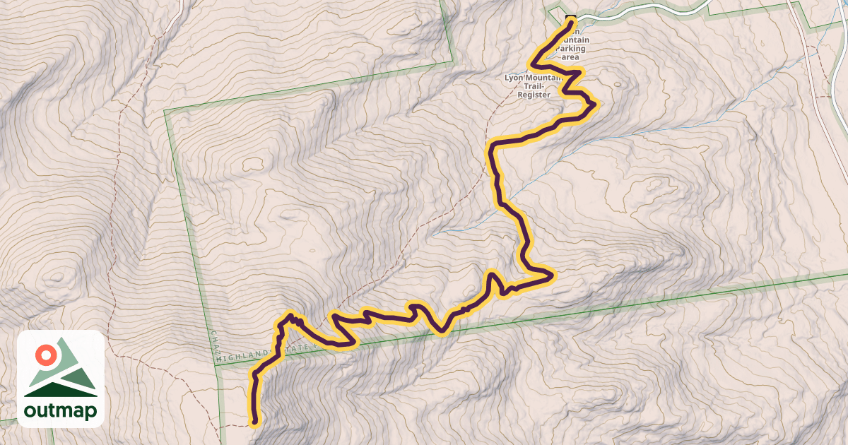 Map of Lyon Mountain Trail