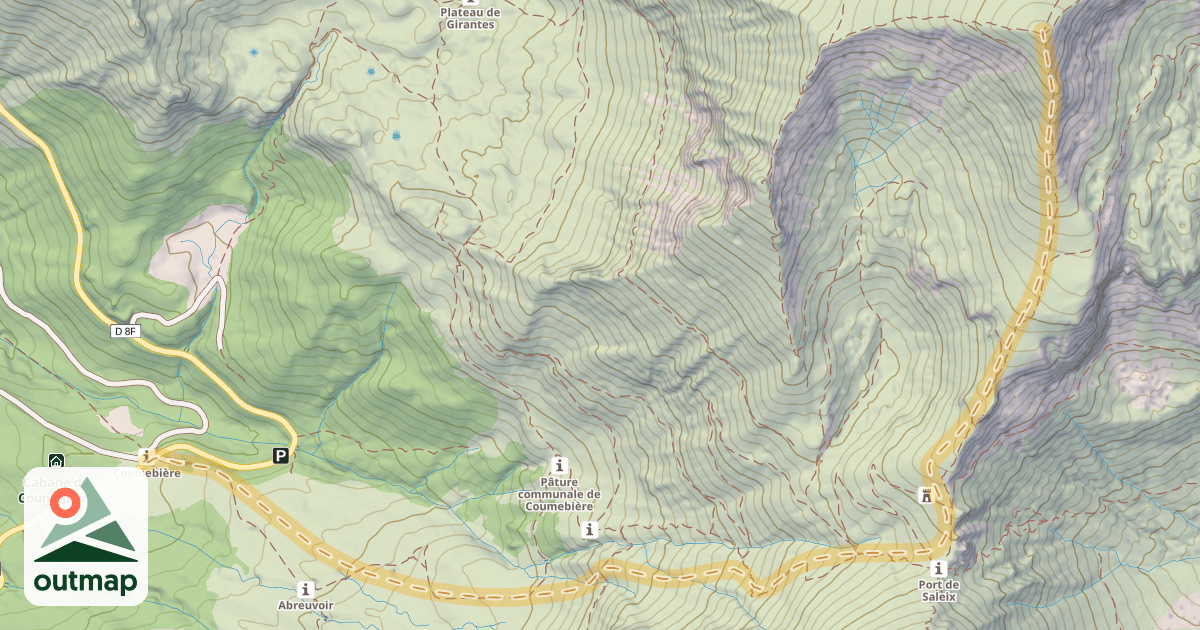 Map of Pic de Girantès ou du Mont Ceint — Coumebière