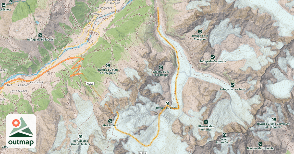 Map of Vallée Blanche classique