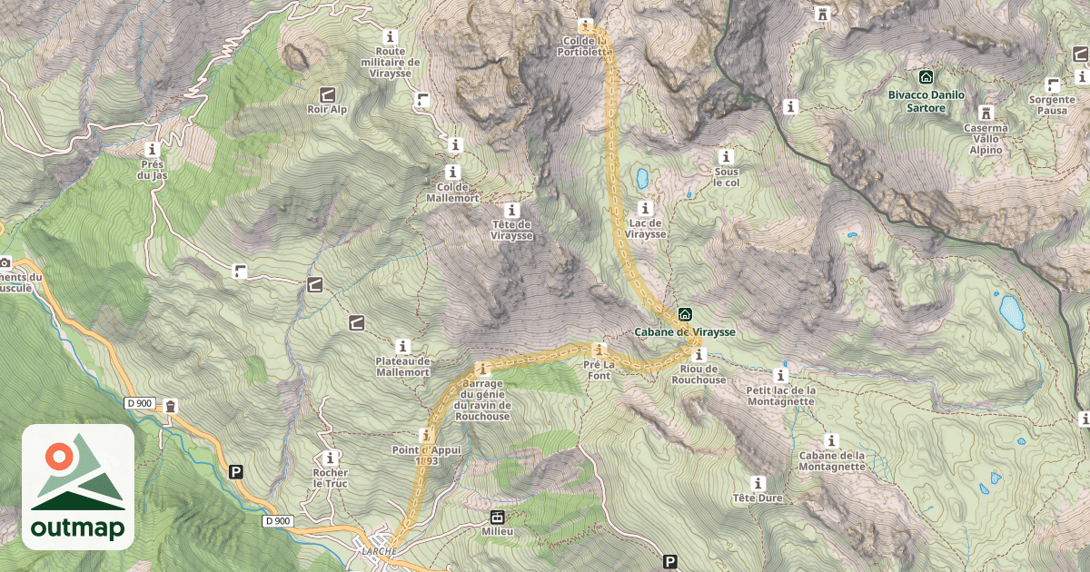Map of Col de la Portiolette — Larche