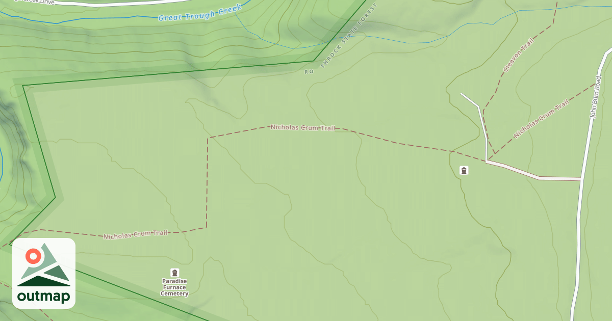Map of Rothrock State Forest Trough Creek Snowmobile Trails