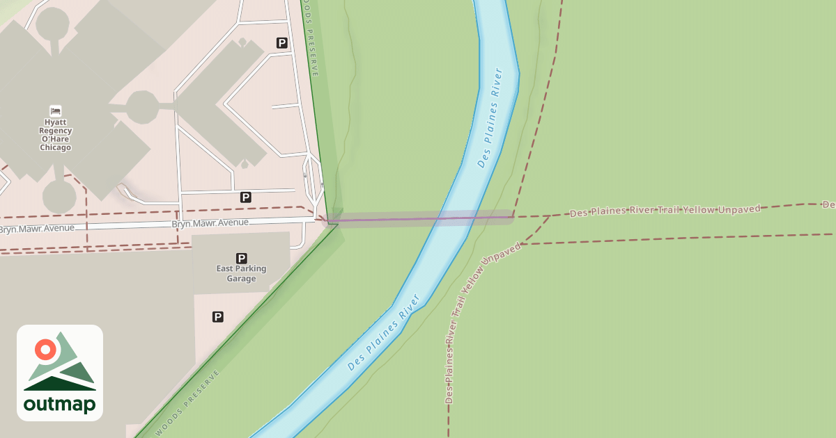 Map of Des Plaines River Trail Green Unpaved Spur (Central)