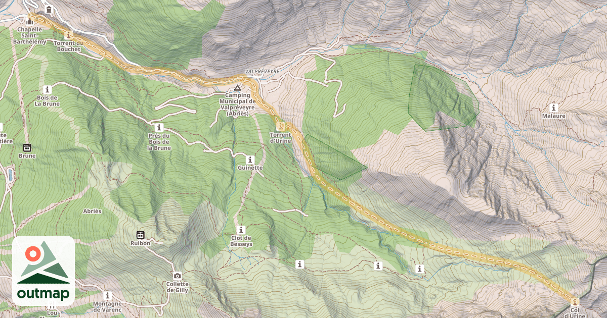 Map of Col d'Urine — Le Roux