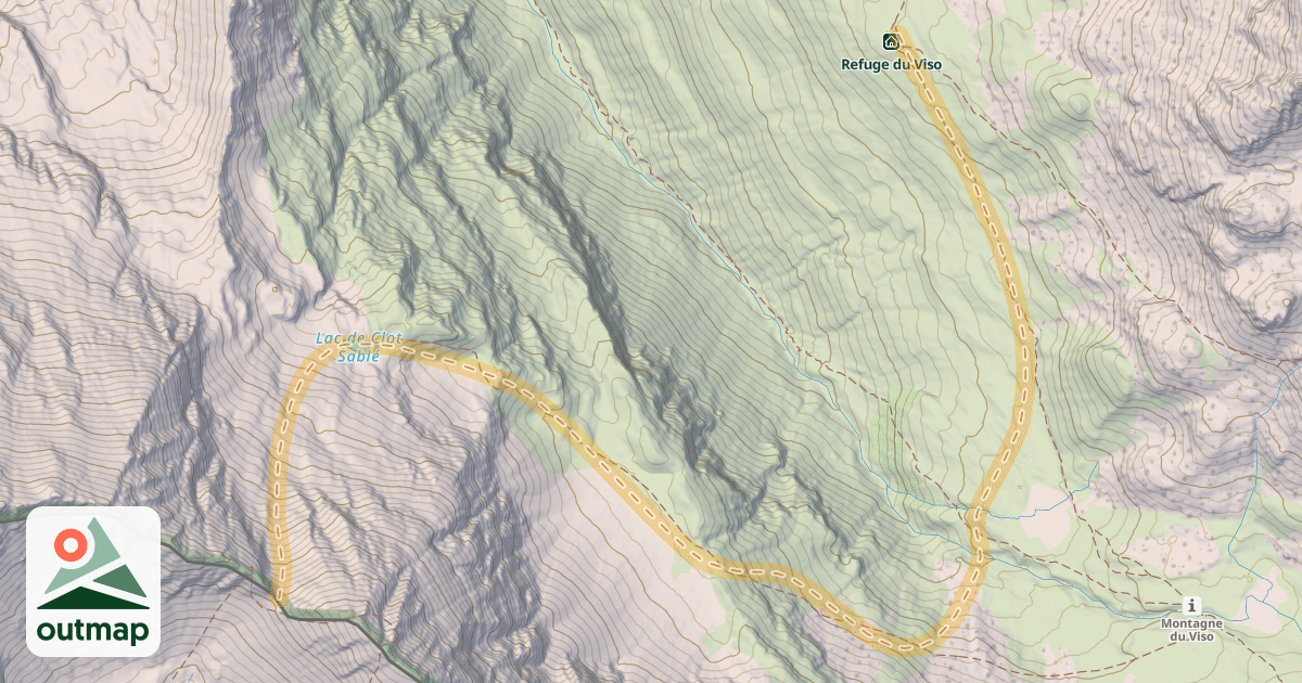 Map of Col de la Lausette — Refuge du Viso