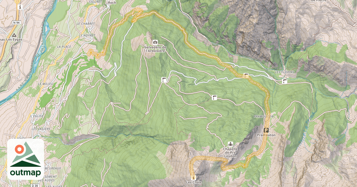 Map of Mont Orel — Les Jourcins
