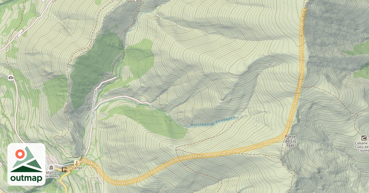 Map of Sommet de Pouyaué — Mont