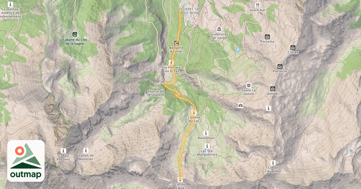 Map of Col de l’Eissalete — Les Orres (1800)