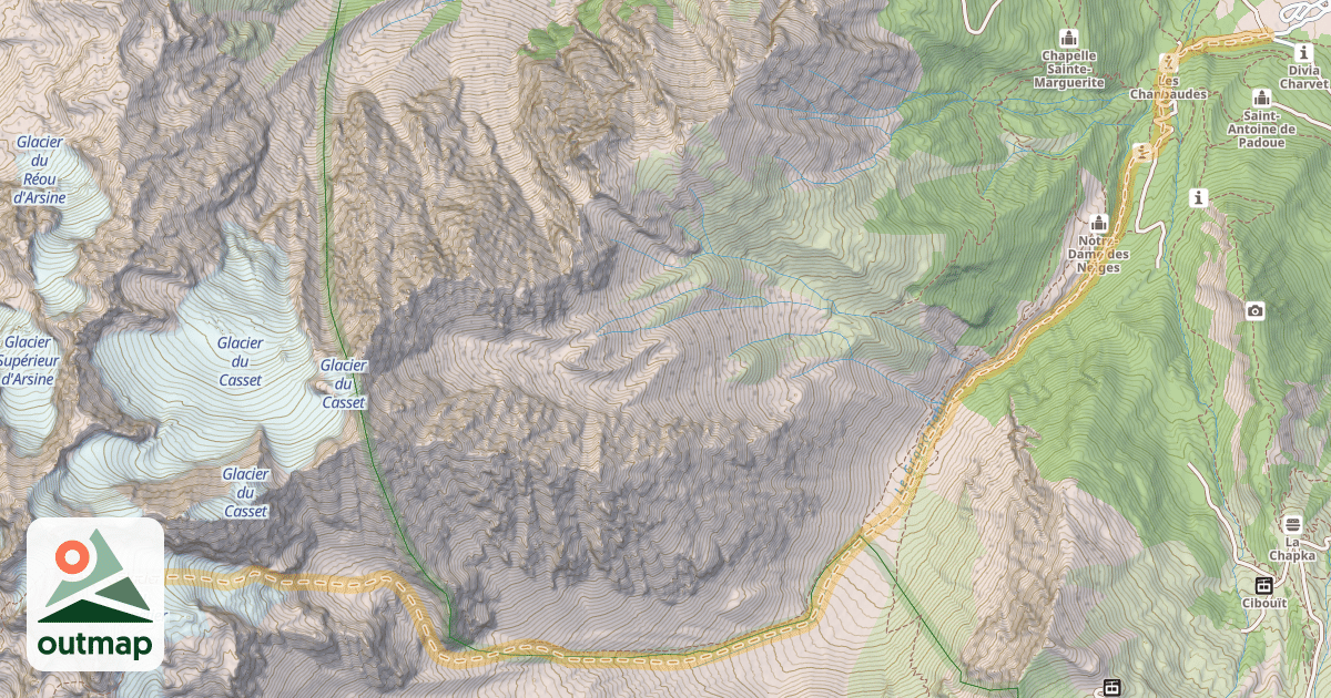 Map of Col Tuckett — Le Monêtier-les-Bains