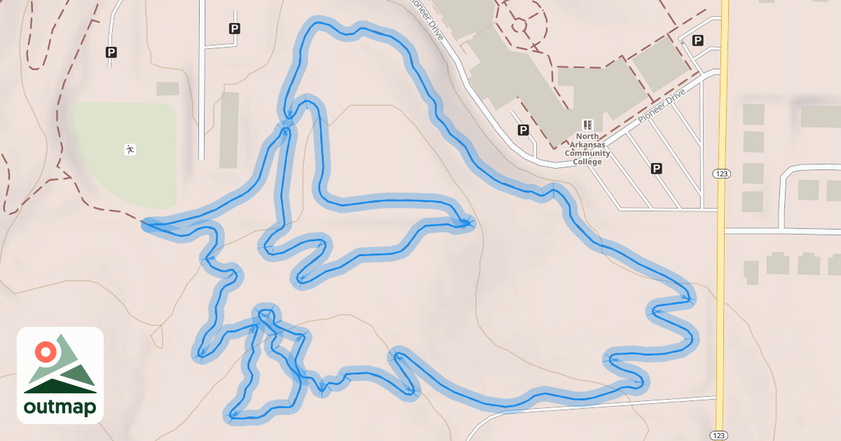 Map of North Ark Bike Course Blue