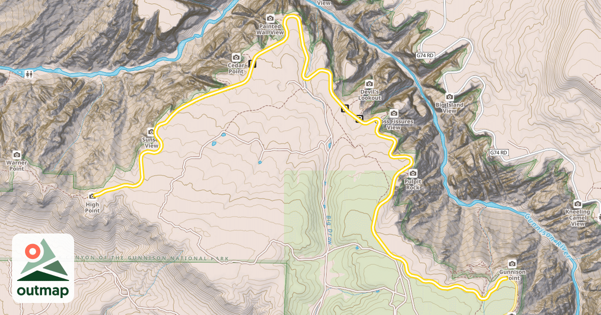 Map of South Rim Road
