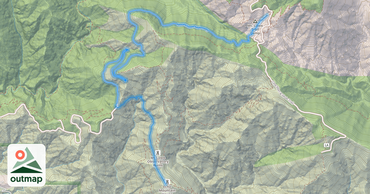 Map of Mount Lowe Railway
