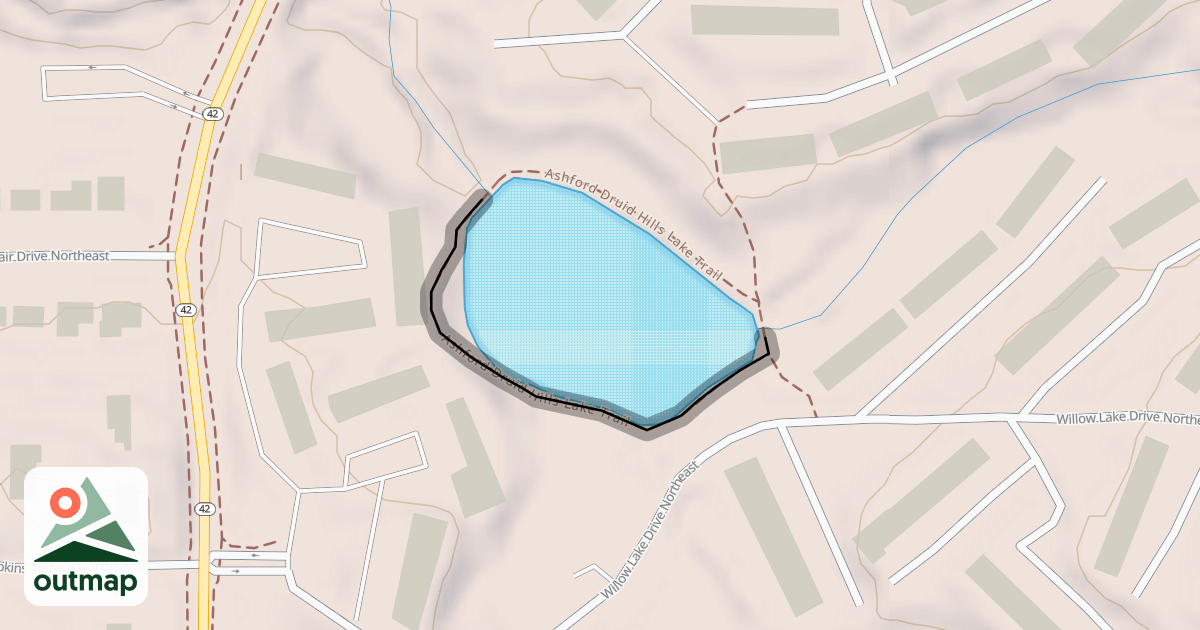 Map of Ashford Druid Hills Lake Trail