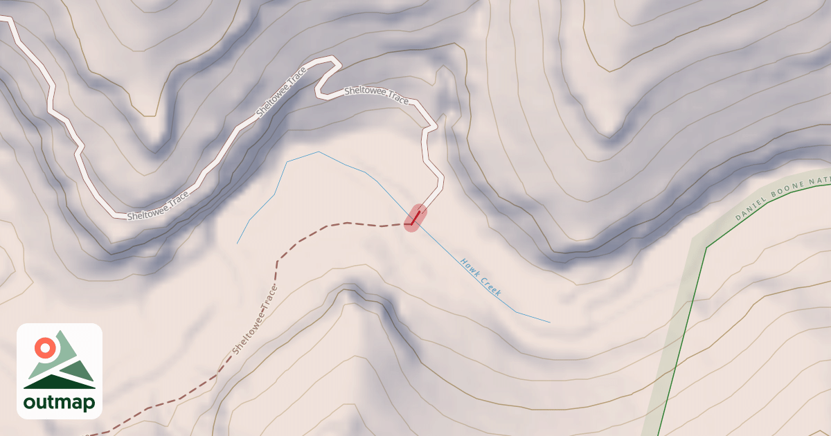 Map of Sheltowee Trace - log bridge