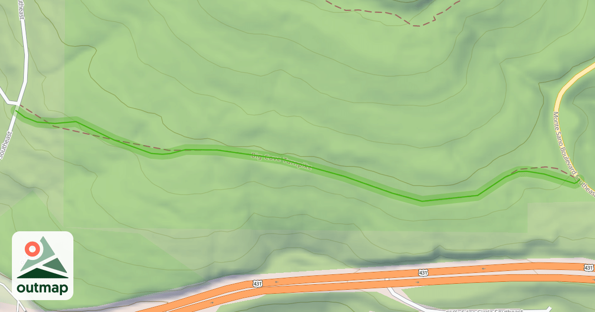 Map of Big Cove Turnpike