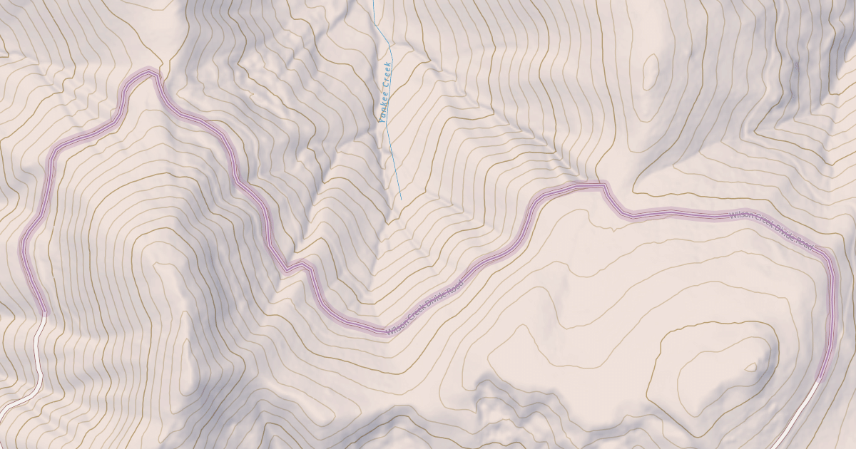 Map preview of Wilson Creek Divide Road